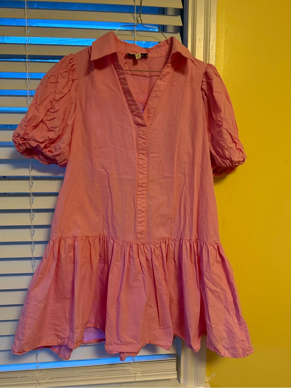 Women's Pink Puff-Sleeve Tunic Blouse